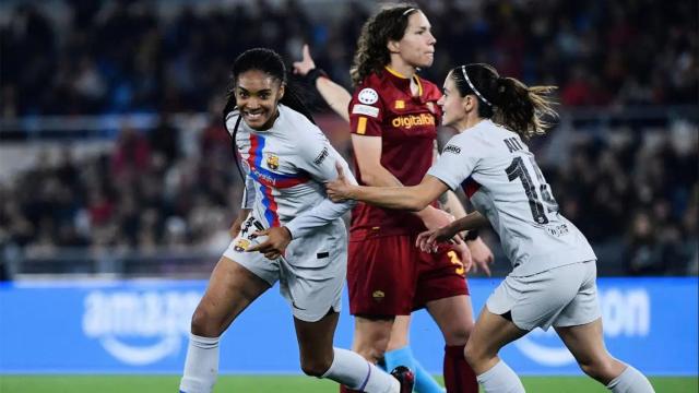 Salma Paralluelo celebra el gol marcado contra la Roma en Champions / REDES