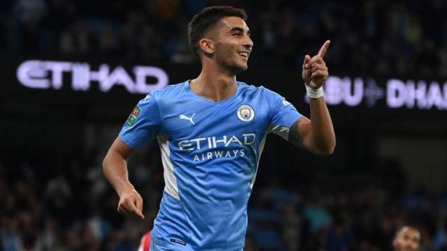 Ferran Torres celebra un gol con el City / Redes