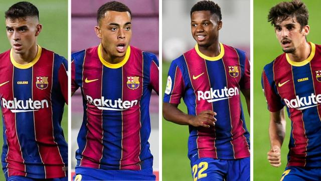 Pedri, Dest, Ansu Fati y Trincao, en un montaje | Culemanía