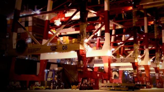 Grúas manipuladas por los estibadores en el puerto de Barcelona / CG