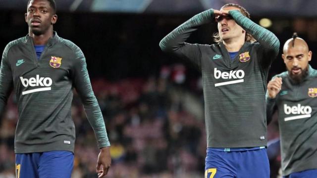 Dembelé y Griezmann, antes del Barça - Slavia de Praga del pasado martes / FC Barcelona