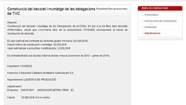 Adjudicación de la CCMA a una empresa para la construcción de los decorados de los informativos