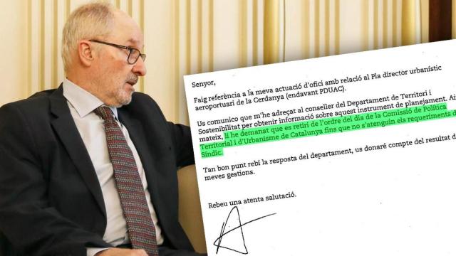 Rafael Ribó, Síndic de Greuges, con una de las cartas al Gobierno para que parara el proyecto urbanístico / CG