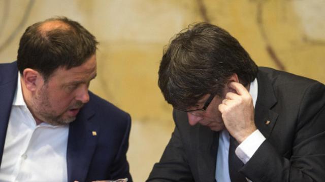 El vicepresidente de la Generalitat, Oriol Junqueras (d) y el President, Carles Puigdemont / CG