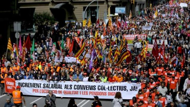 Manifestación del 1 de mayo de 2018 de CCOO y UGT de Cataluña / EFE