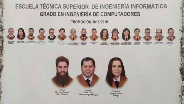 Tres alumnos y 15 profesores en la orla de la carrera más difícil de España / TWITTER