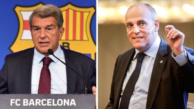 Joan Laporta Barça y Javier Tebas Liga en un fotomontaje / Culemanía