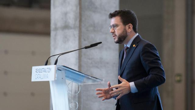 Pere Aragonès, presidente de la Generalitat, en una comparecencia / EP
