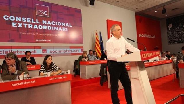 El primer secretario del PSC, momentos antes de empezar su discurso ante el Consell Nacional extraordinario del PSC
