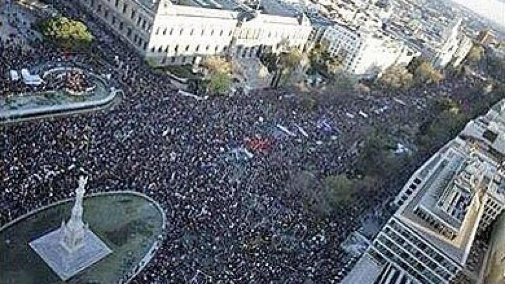 Aspecto del centro de Madrid durante la manifestación de este sábado