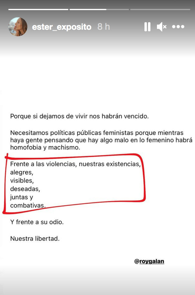 Ester Expósito condena los ataques homófobos