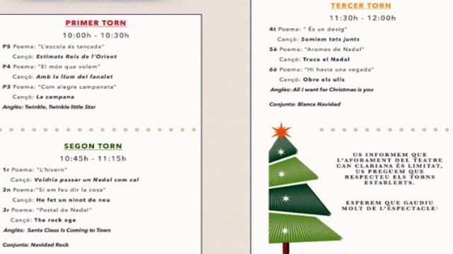 Villancicos y poemas navideño, todos en catalán y en inglés, en una escuela de Cataluña