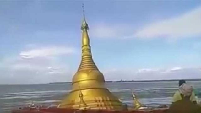 Se hunde una pagoda budista en Myanmar en minutos / CG