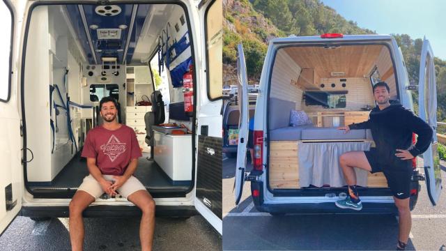 El periodista valenciano, Pablo González, y su ambulancia 'camperizada' / TWITTER