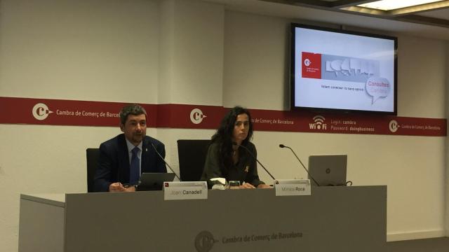 El presidente de la Cambra, Joan Canadell, y la vicepresidente, Mónica Roca / CG