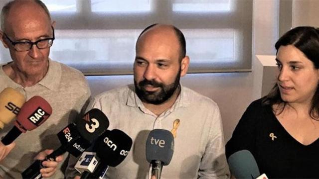 Josep Cruanyes (ANC), Marcel Mauri (Òmnium Cultural) y Laura Puig (Associació Catalana pels Drets Civils) / EUROPA PRESS