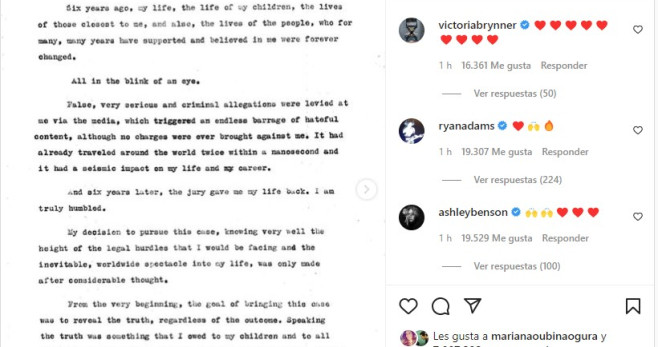 Comunicado de Johnny Depp / INSTAGRAM