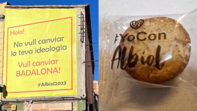 Una lona y un polvorón, la táctica de Albiol para ganar las elecciones en Badalona / CG