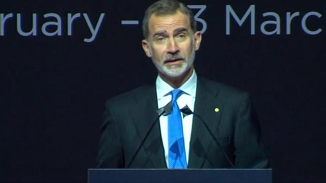 Felipe VI durante el discurso inaugural del MWC