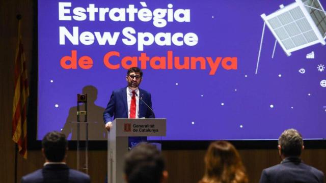 Jordi Puignero, vicepresidente y responsable de Política Digitales, en la presentación de los nanosatélites, uno de los proyectos estrella de la NASA catalana / GENCAT