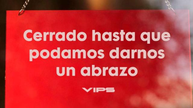 Cartel de una empresa cerrada por un ERTE / VIPS