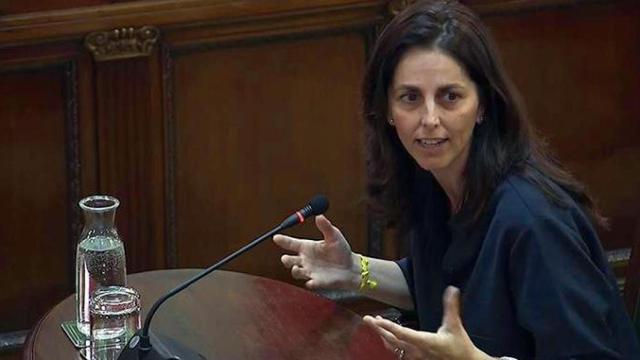 Imagen tomada de la señal institucional de Tribunal Supremo, vista general de la sala durante la declaración de Mercé Alegre / EFE