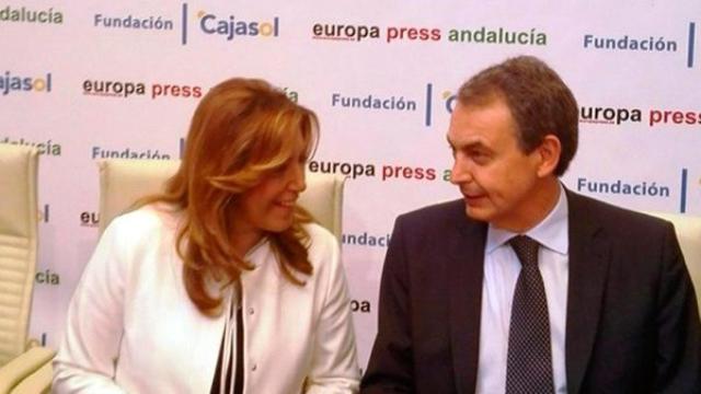 La presidenta de la Junta de Andalucía, Susana Díaz, y el expresidente del Gobierno, José Luís Rodríguez Zapatero / CG