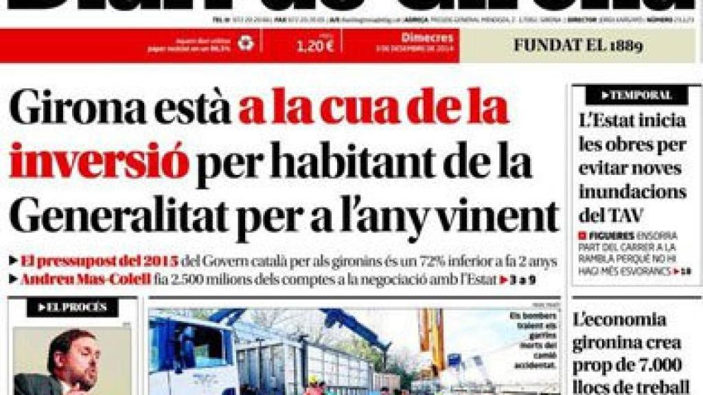 Gerona, en la cola de la inversión por habitante de la Generalidad, según denuncia la prensa local