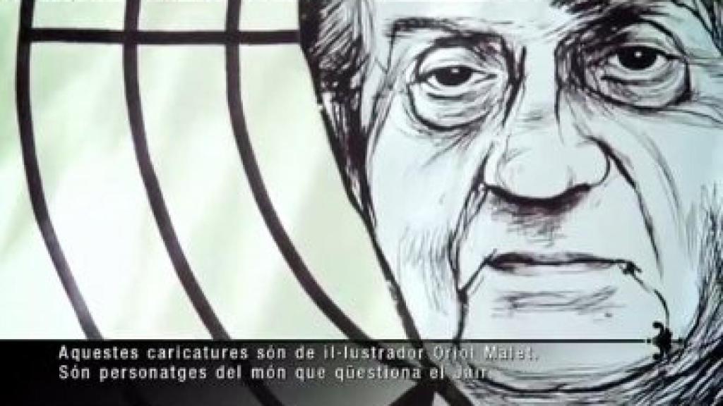 Caricatura de Juan Carlos I enmarcada en una diana de tiro al blanco