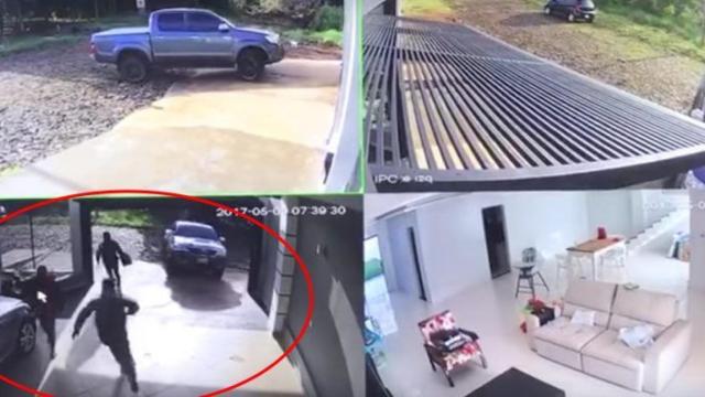 Los ladrones intentaron escapar cuando la puerta del garaje se abrió