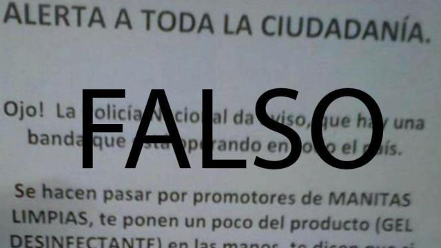 Imagen del bulo que circula por las redes sobre el desinfectante que droga a quien lo aspira y que luego es víctima de un robo / CG