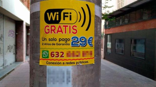 Cartel que ofrece el wifi público gratis en Barcelona / CG