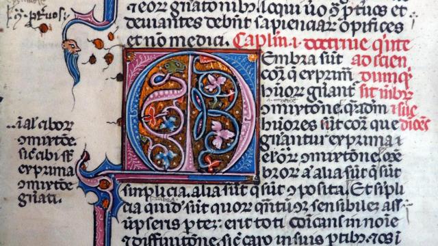 Un detalle de la 'Ars Rhetorica' de Aristóteles, traducida por Hermán el Alemán. Archivo de la Catedral de Toledo