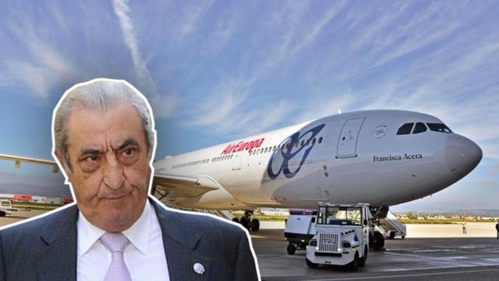 Juan José Hidalgo, presidente de Air Europa, y un avión de la compañía.