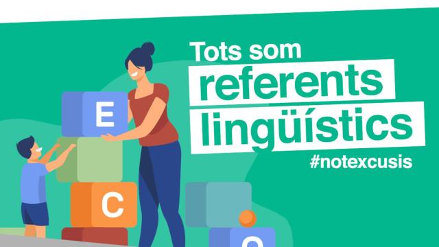 Cartel propagandístico de la campaña No t'excusis de Plataforma per la Llengua y Ustec para hablar sólo en catalán a los niños / PLATAFORMA PER LA LLENGUA