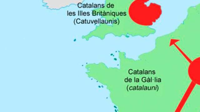 Mapa sobre las migraciones de 'tribus catalanas' hacia las islas británicas  / INSTITUT NOVA HISTÒRIA