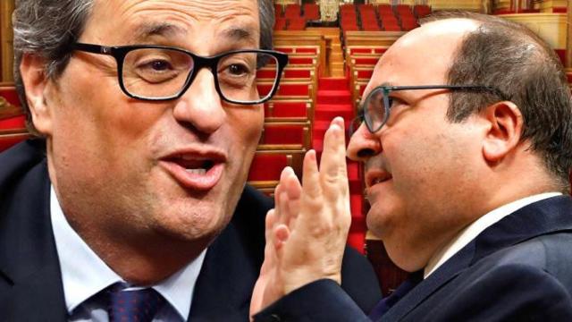 El presidente de la Generalitat, Quim Torra, y Miquel Iceta, el primer secretario del PSC / FOTOMONTAJE DE CG