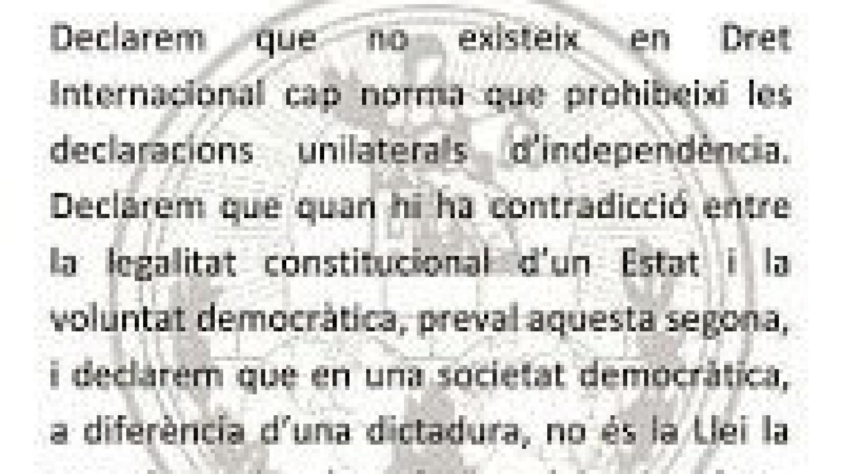 Cita supuestamente recogida de la sentencia del TIJ sobre la declaración unilateral de independencia de Kosovo que circula por internet y que es falsa
