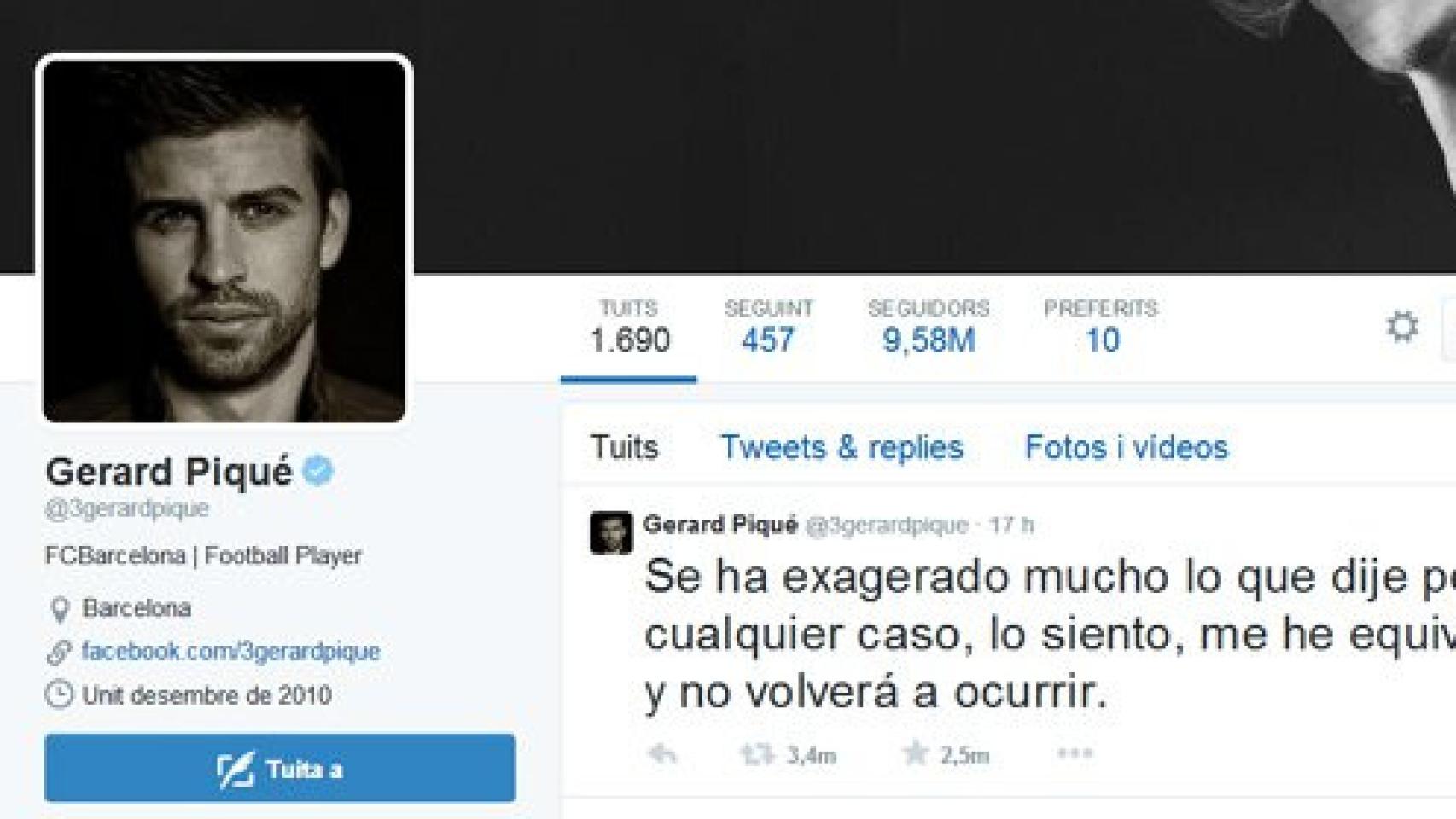Perfil de Twitter de Gerard Piqué