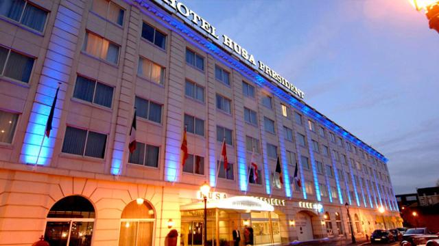 Entrada al hotel Husa President Park en Bruselas, Bélgica, que ha suspendido pagos / HUSA HOTELES