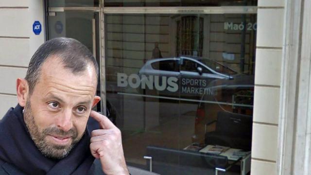 El expresidente del Barça Sandro Rosell y la sede de Bonus Sports Marketing