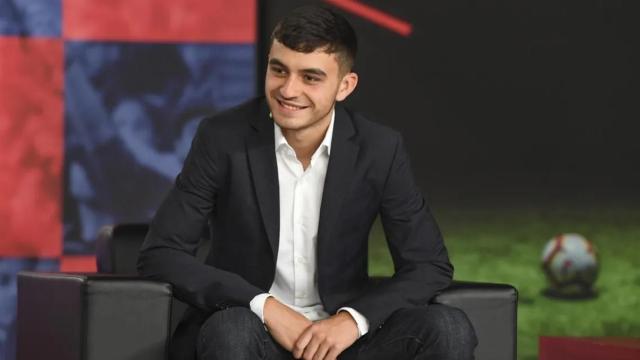 Pedri, en un acto con el Barça, durante su primera temporada como azulgrana / FCB