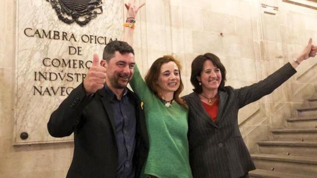 Representantes de la candidatura de la ANC en la Cámara de Comercio, celebrando su victoria provisional / TWITTER