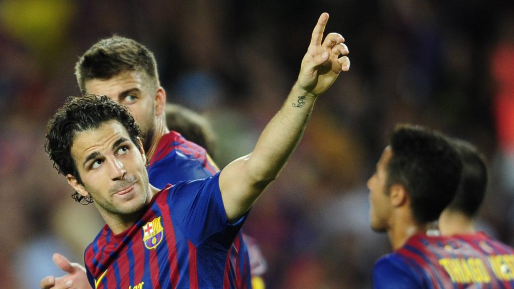 Cesc Fàbregas, celebrant un gol en la seva etapa amb el Barça
