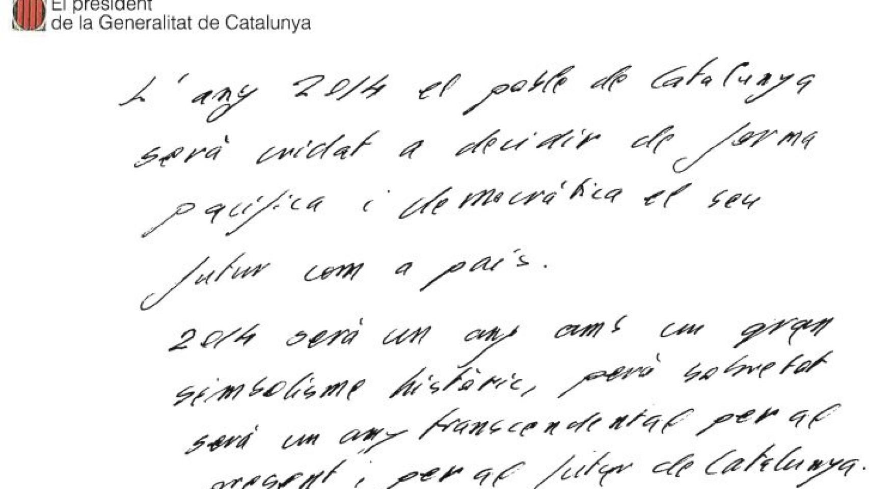 Felicitación exclusiva de Artur Mas a los seguidores de Twitter del Gobierno autonómico