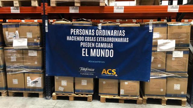 Equipos de proteccion sanitaria que ACS y Telefónica han traído íde China / ACS