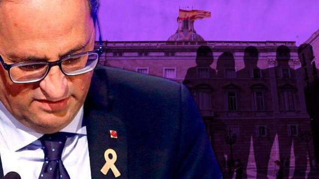 Varios empresarios detrás del presidente Quim Torra / FOTOMONTAJE DE CG
