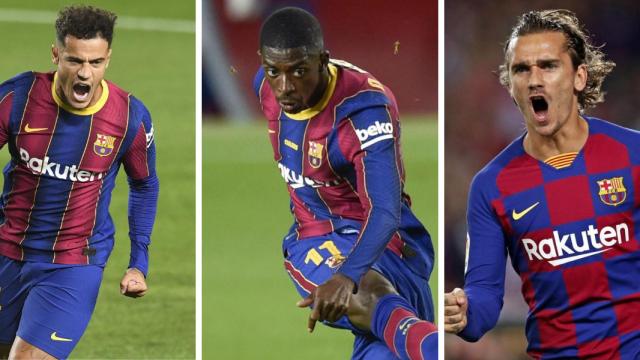 Coutinho, Dembelé y Griezmann, en un montaje | Culemanía