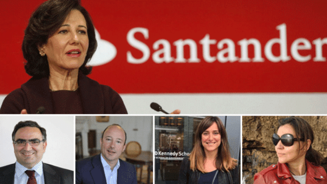 Ana Patricia Botín. Debajo, de izquierda a derecha, Medel, Cendoya, Grau y Colino