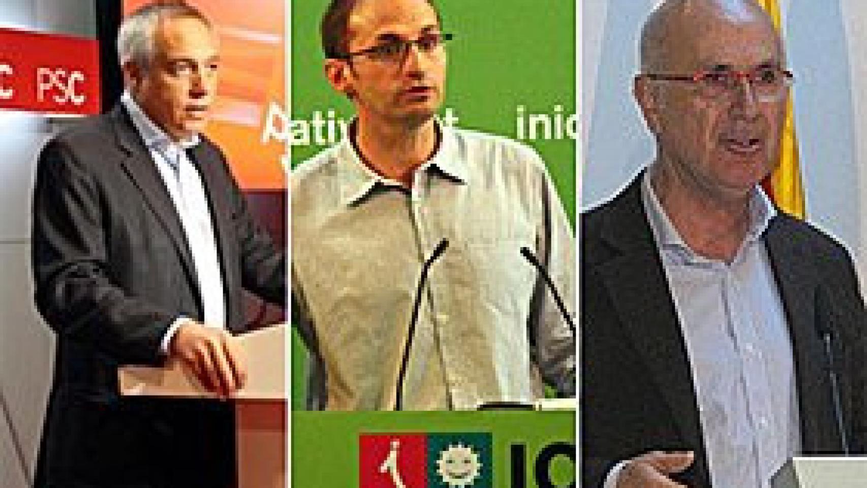 Navarro (PSC), Herrera (ICV-EUiA) y Duran (UDC)